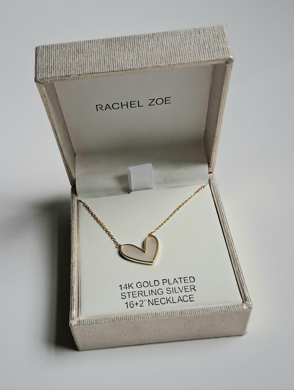 Rachel Zoe 925 Sterling Silver 14K Gold Plated Heart Charm Necklace 16+2in